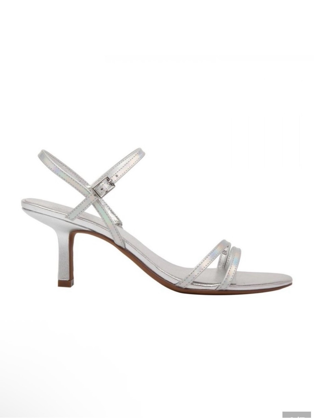 Paolo Iridescent Silver Strappy Mid-Heel Sandals